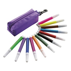 12 Piece felt tip pen set in zippered pouch