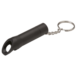 3 LED Torch keychain with bottle opener: 25mm split ring, 3LED Torch, bottle opener, aluminium body, push button On/Off