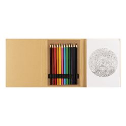 cardboard colouring in folder, 10 colouring in pictures, 40 blank pages, 12 colouring pencils