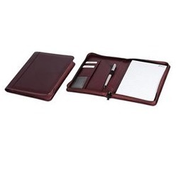 Stylish A5 Folder made from Burgundy leather, includes business card/ credit card pockets, pen loop, filing pocket, in gift box