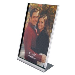 Silver metal L-shape photo frame